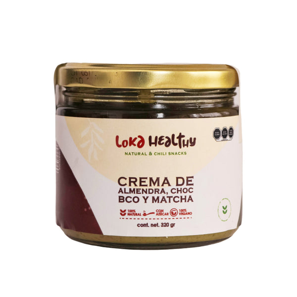 Spread de almendra, chocolate blanco y matcha